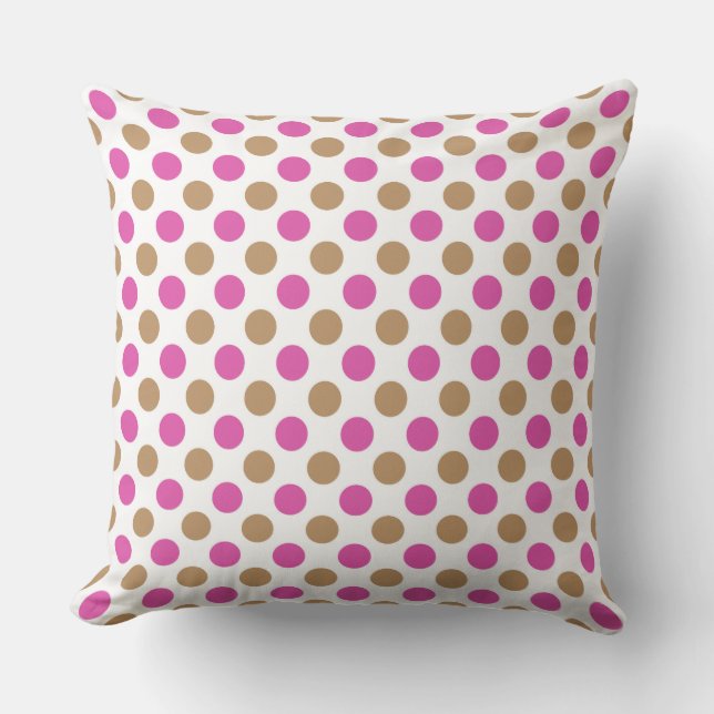 Coussin motif pois Brown et rose (Recto)