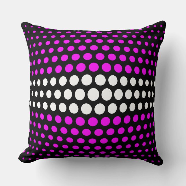 Coussin Motif Pois de White et Fuchsia (Recto)