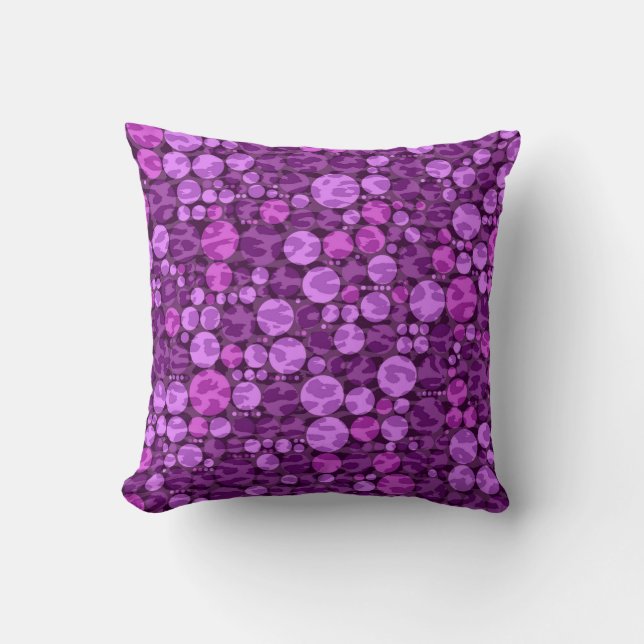 Coussin Motif pois léopard | Violet et violet (Recto)