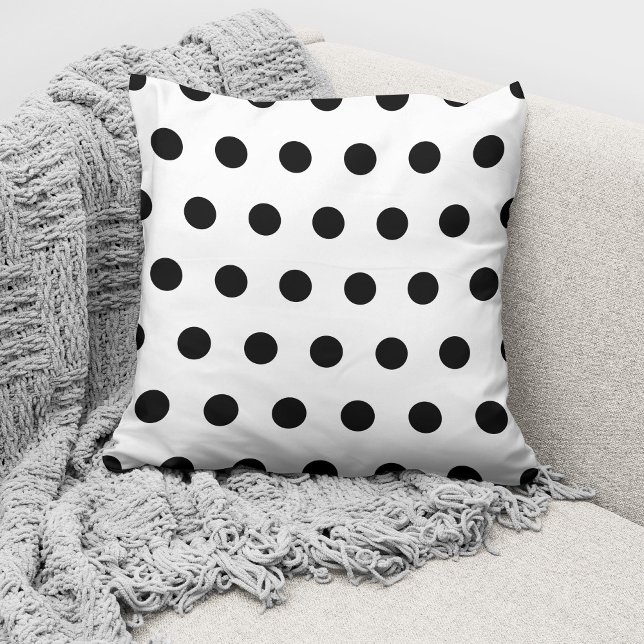 Coussin Motif Pois moderne noir et blanc (Créateur téléchargé)