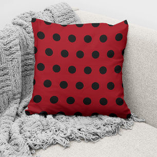 Coussin Motif Pois moderne rouge et noir