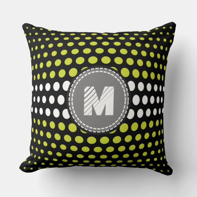 Coussin Motif Pois Monogram Acid vert & blanc (Recto)