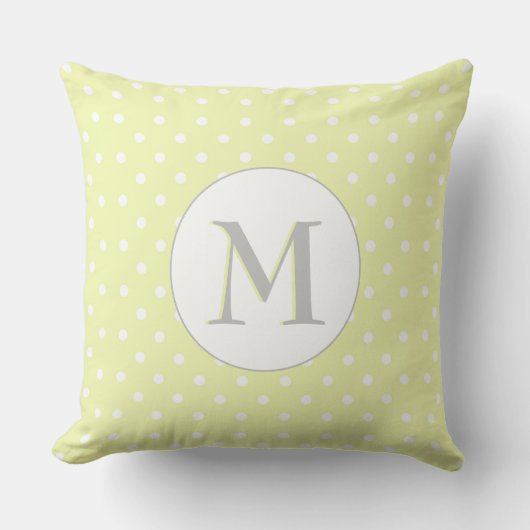Coussin Motif Pois Pastel Jaune avec Monogram (Recto)