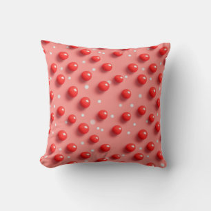 Coussin motif Pois rouge et blanc 3D