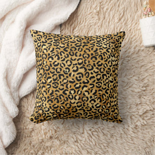 Coussin Motif Poster de animal Léopard Spots Gold Black