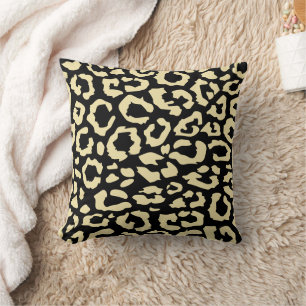 Coussin Motif Poster de animal Léopard Spots Noir Et Or