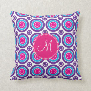 Coussin Motif pourpre personnalisé de cercle de rose de
