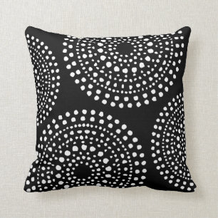 Coussin Motif primitif de la mosaïque de Boho noir