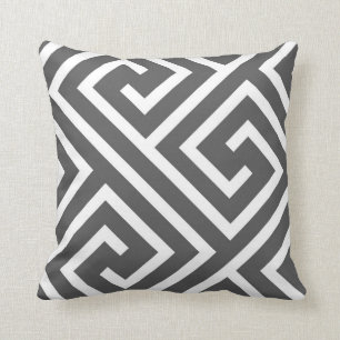 Coussin Motif principal de Grec moderne dans le charbon de