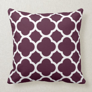 Coussin Motif Quatrefeuille en treillis marocain violet fo
