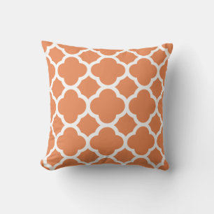 Coussin Motif Quatrefeuille Mandarine Clair