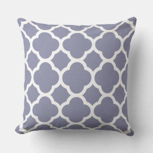 Coussin Motif quatrefeuilles bleu fumé