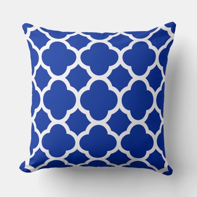 Coussin Motif Quatrefeuilles Bleu Saphir Clair (Recto)