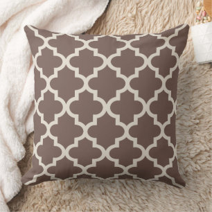 Coussin Motif Quatrefoil Brown marocain moderne
