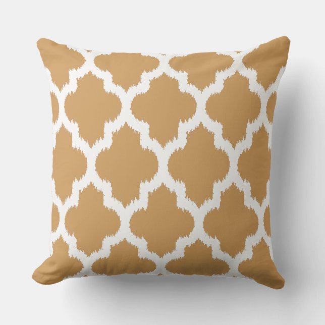 Coussin Motif Quatrefoil jaune et blanc réversible (Recto)