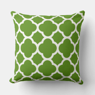 Coussin Motif Quatrefoil vert et blanc