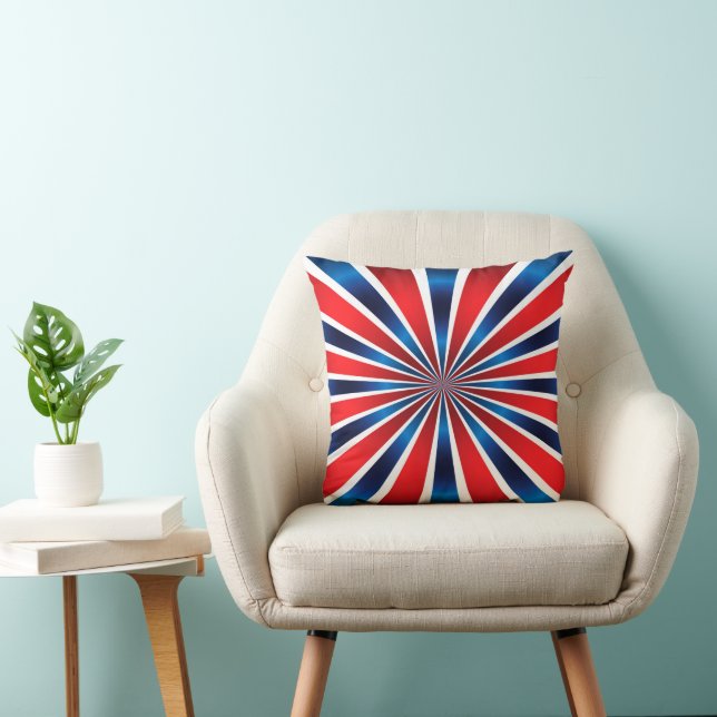 Coussin Motif radial rouge blanc bleu  (Chaise)
