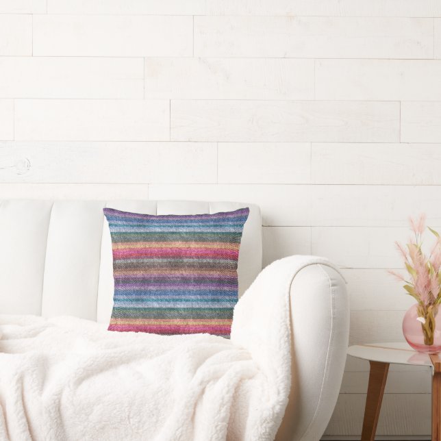 Coussin Motif Rainbow Denim (Canapé)