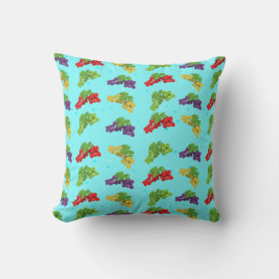 Coussin Motif Raisin Coloré sur Fond Bleu Ciel