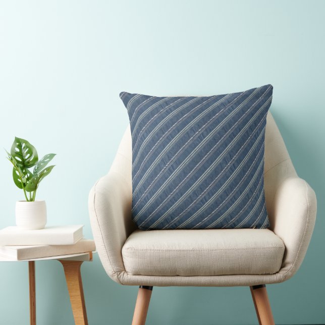 Coussin Motif rayé bleu denim bleu et blanc (Chaise)