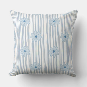 Coussin Motif rayé bleu marguerite