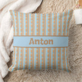 Coussin motif rayé bleu marron gris (Couverture)
