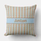 Coussin motif rayé bleu marron gris (Recto)