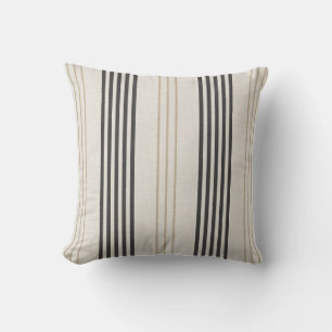 Coussin Motif rayé classique noir beige