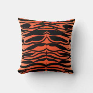 Coussin Motif rayé de peau de tigre en Papaya Orange