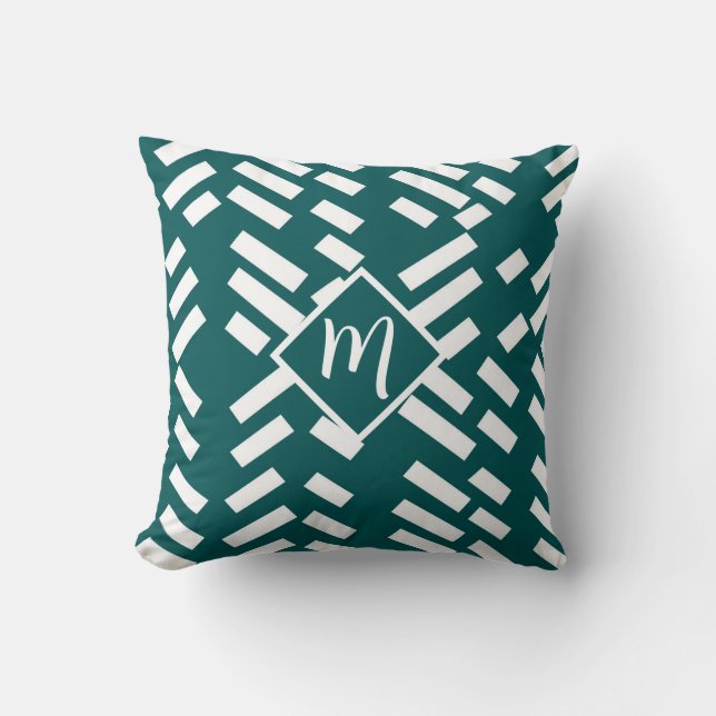 Coussin Motif rayé diagonal minimaliste, monogramme (Recto)