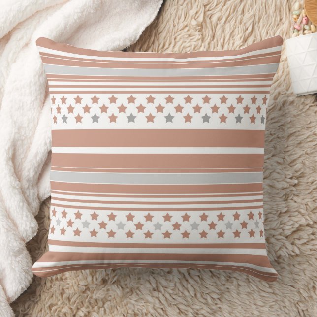 Coussin Motif rayé marron avec étoiles (Couverture)