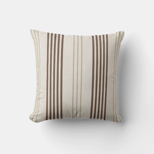 Coussin Motif rayé marron beige classique (Recto)