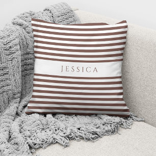 Coussin Motif rayé marron moderne Nom