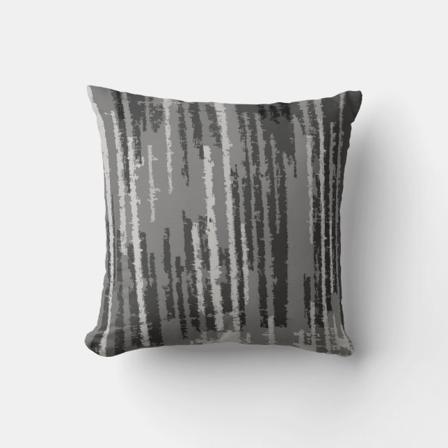 Coussin Motif rayé noir blanc argenté (Recto)