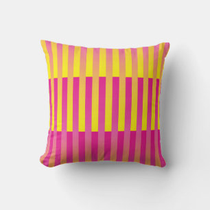 Coussin Motif rayé orange jaune rose
