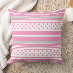 Coussin Motif rayé rose avec étoiles