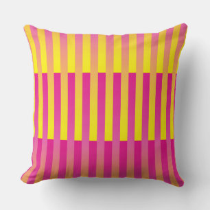Coussin Motif rayé rose jaune orange