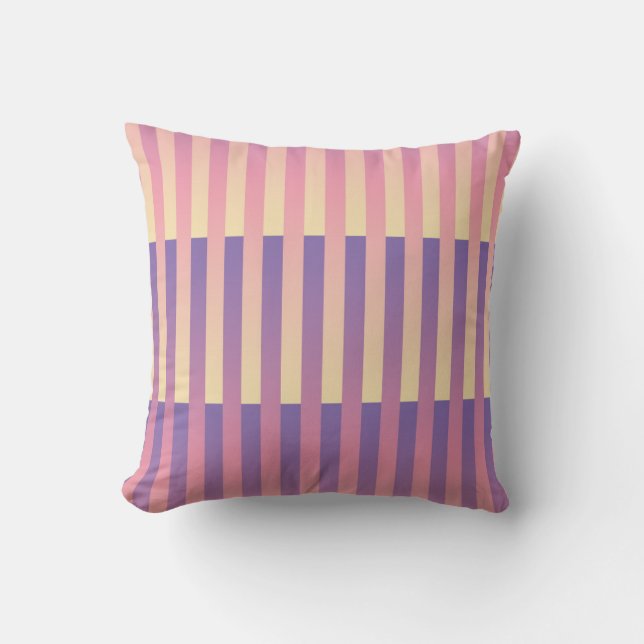 Coussin Motif rayé rose violet jaune (Recto)