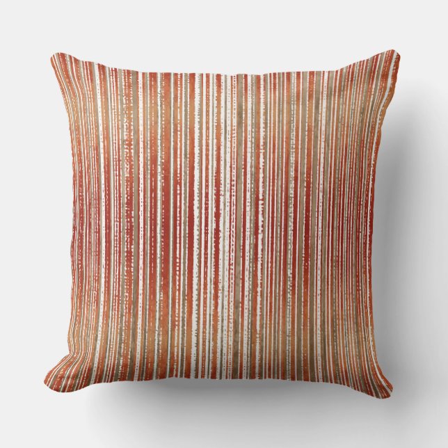 Coussin Motif rayé rouge, beige et blanc (Recto)