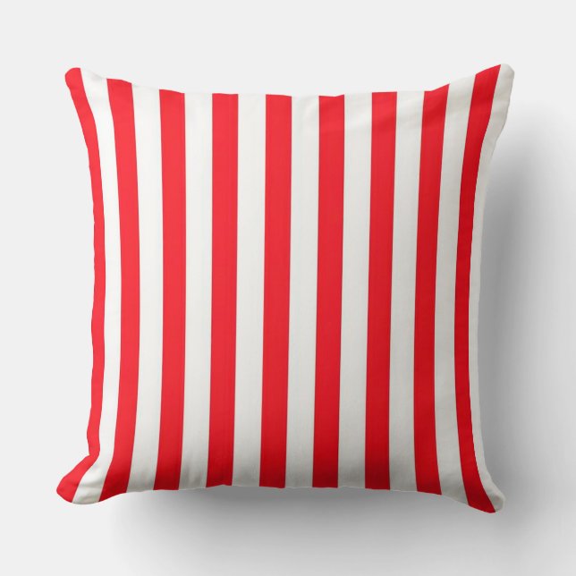 Coussin Motif rayé rouge et blanc vibrant (Recto)