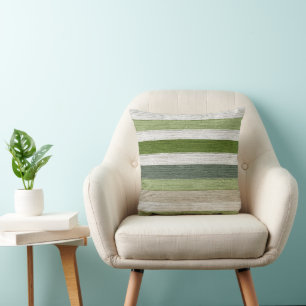 Coussin Motif rayé vert et crème