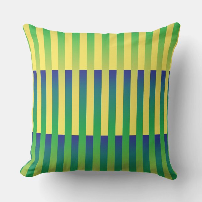 Coussin Motif rayé vert jaune bleu (Recto)