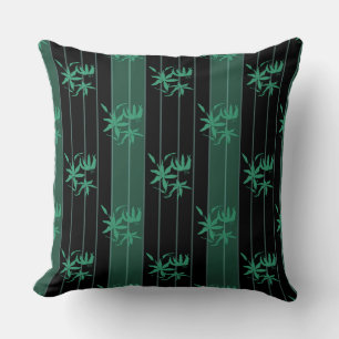 Coussin Motif rayé vert noir avec décor de fleurs de lys