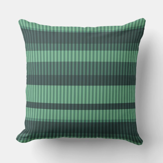 Coussin Motif rayé vertical de nuances vertes (Recto)