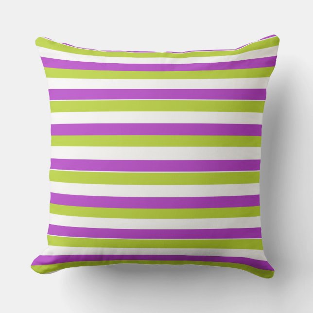 Coussin Motif rayé violet et vert citron vibrant (Recto)