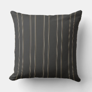 Coussin Motif rayure fine gris chaud charbon doux