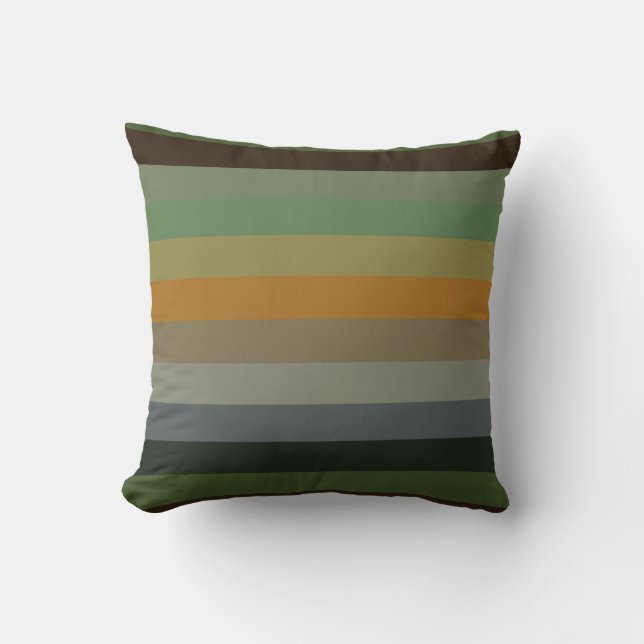Coussin Motif rayure tons terreux bois douillet (Recto)