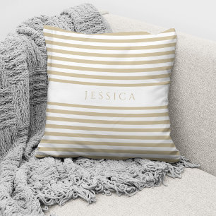 Coussin Motif rayures beige moderne personnalisé