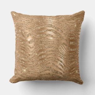 Coussin Motif rayures de zèbre sauvage paillettes or éléga