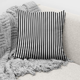 Coussin Motif rayures fines noir blanc élégant